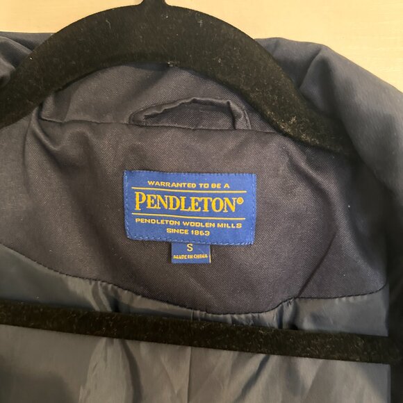 Navy Blue Pendleton Trench Coat - Picture 3 of 5